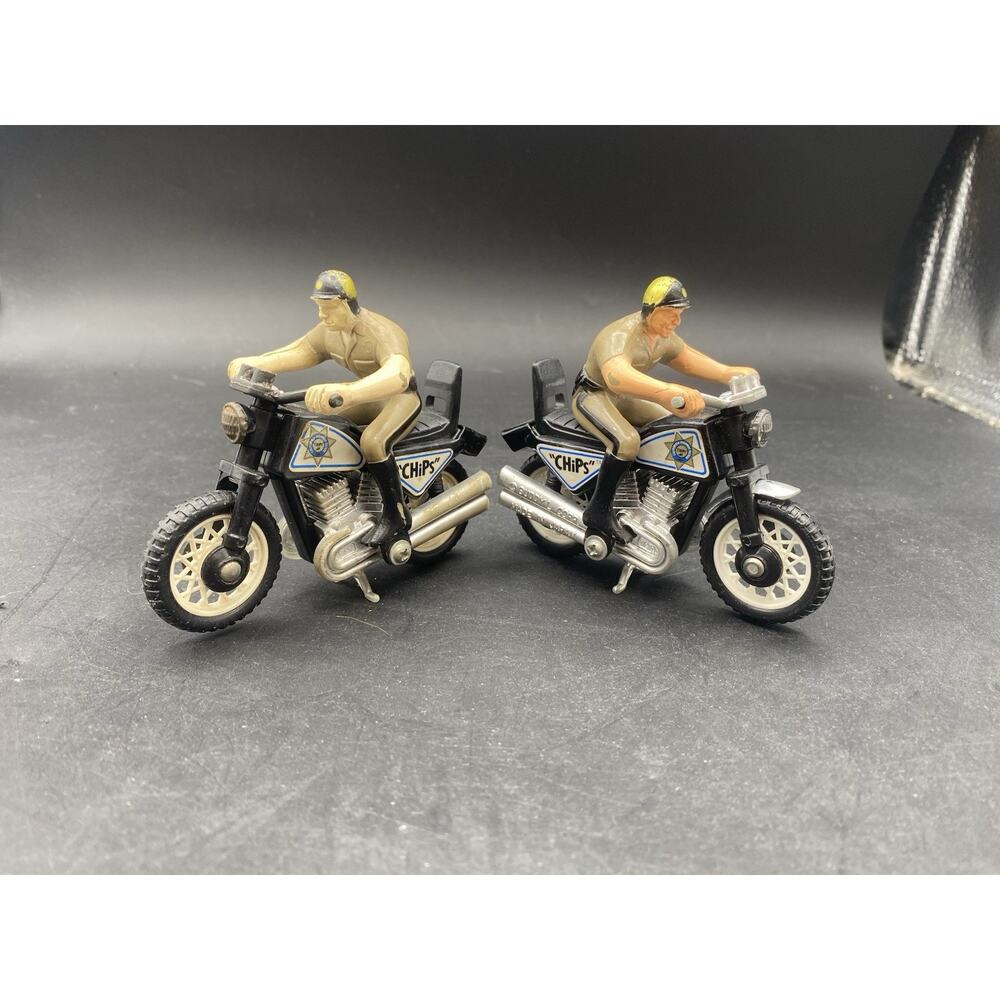 Pair Of Vintage CHiPs Police Motorcycle Toy Buddy L Japan